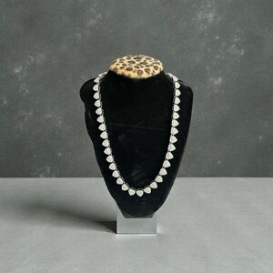 2 pcs. Elegant Silver Rhinestones Heart Necklace with Matching Bracelet